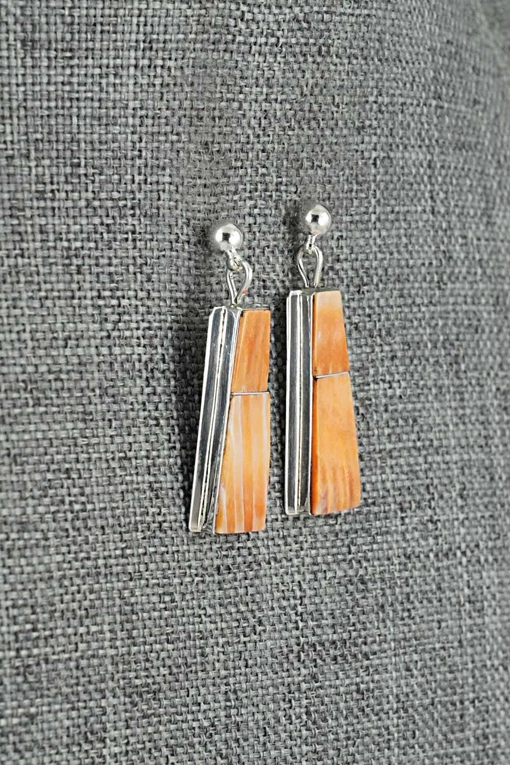 Spiny Oyster & Sterling Silver Earrings - Brenda Pete