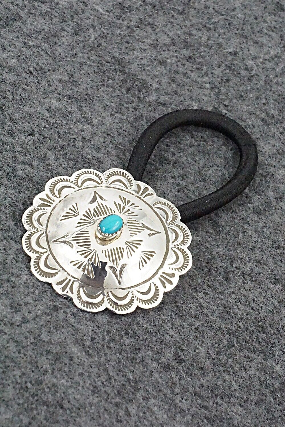 Turquoise & Sterling Silver Hair Tie - Bertha Begay