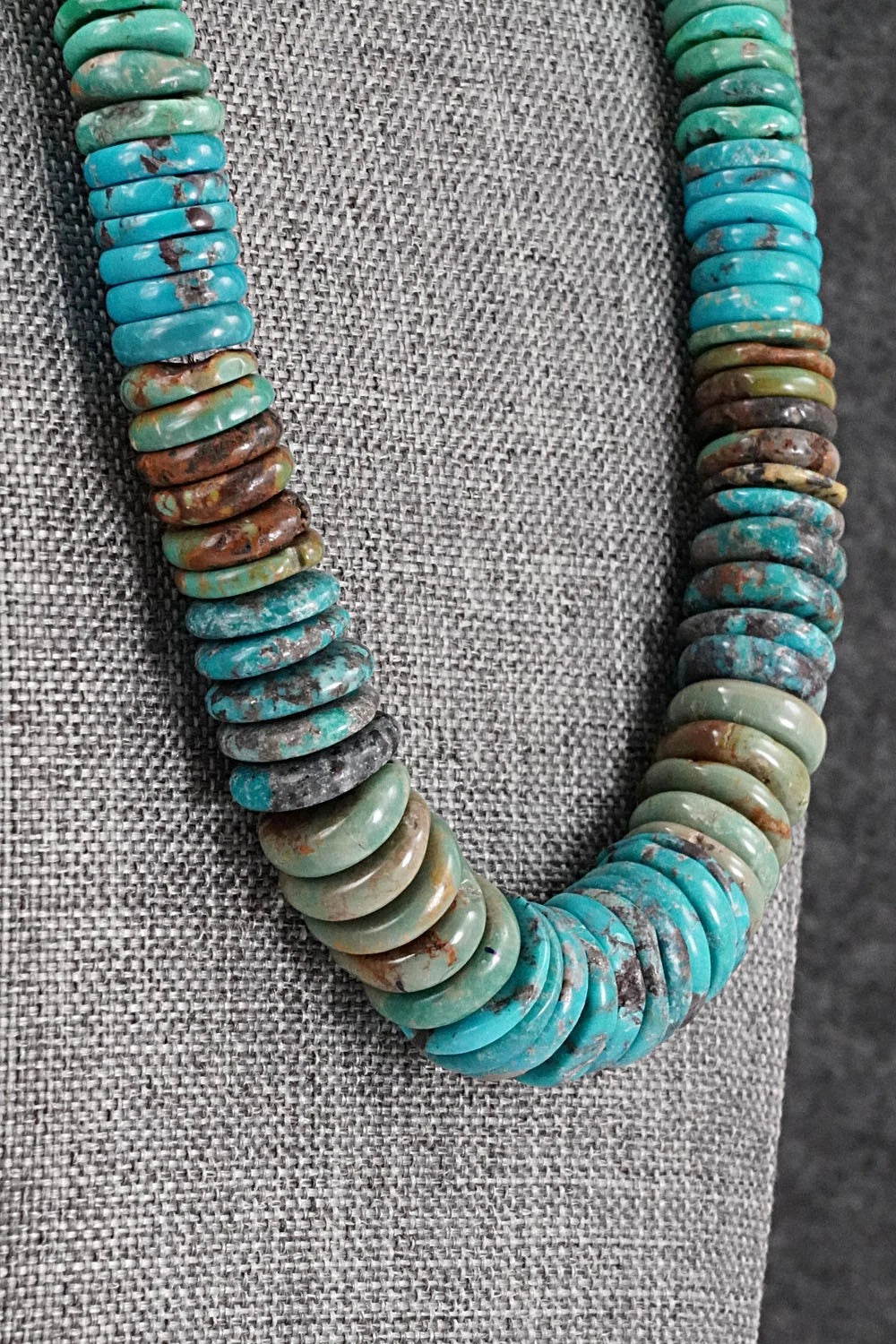 Turquoise & Sterling Silver Necklace 22" - Doreen Jake