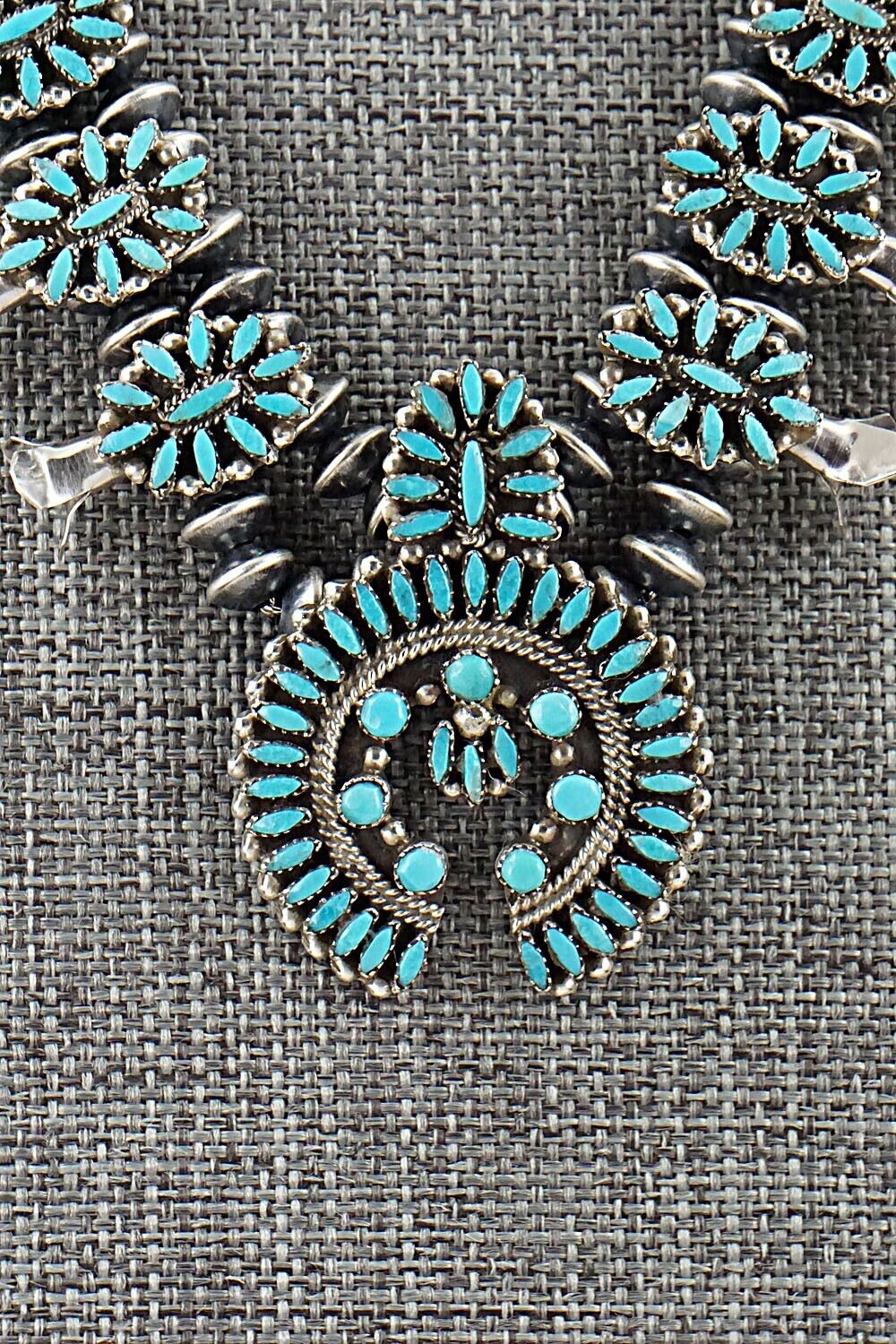 Turquoise & Sterling Silver Mini Squash Blossom Set - Lorna Peina