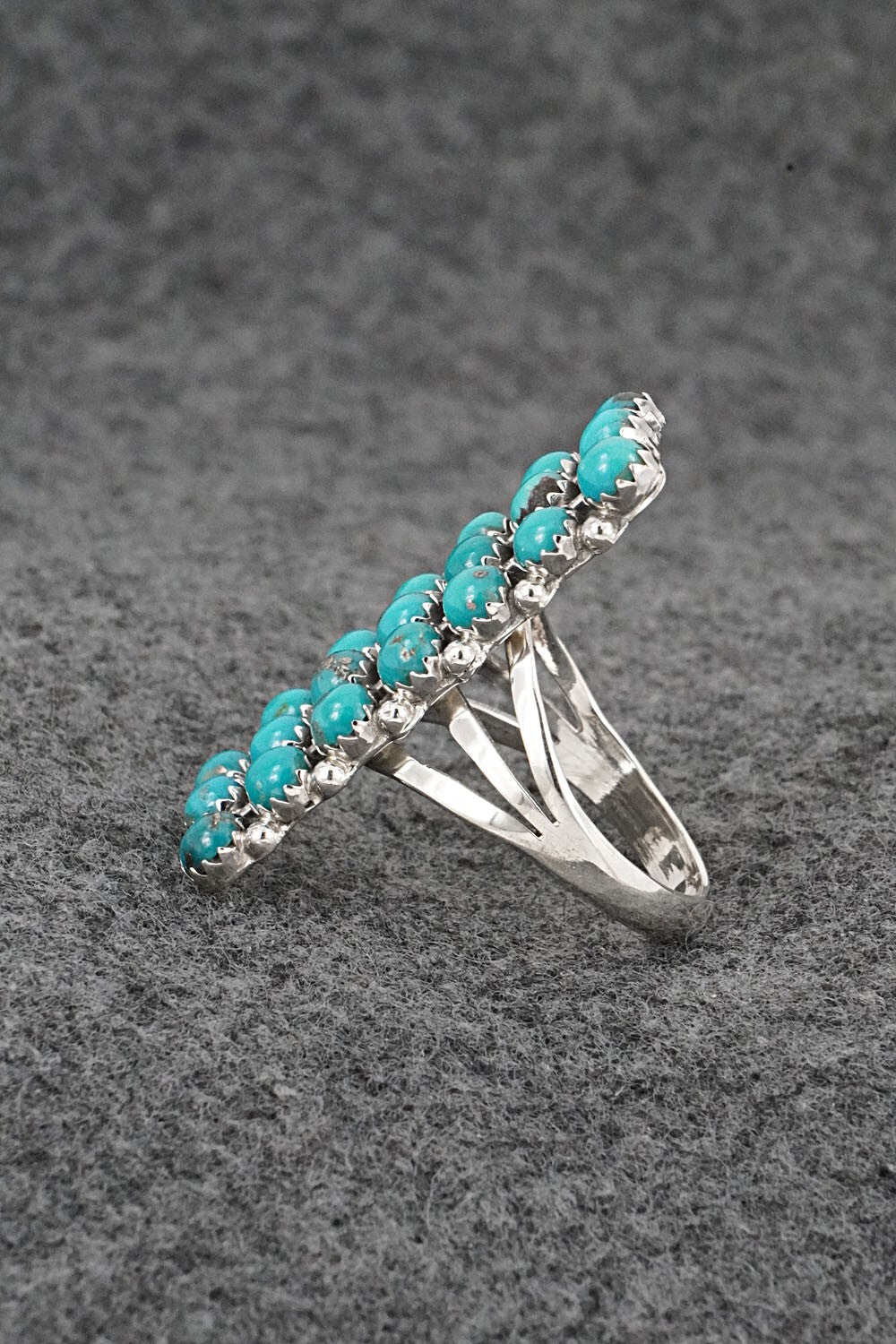Turquoise & Sterling Silver Ring - Kenny Lonjose - Size 9