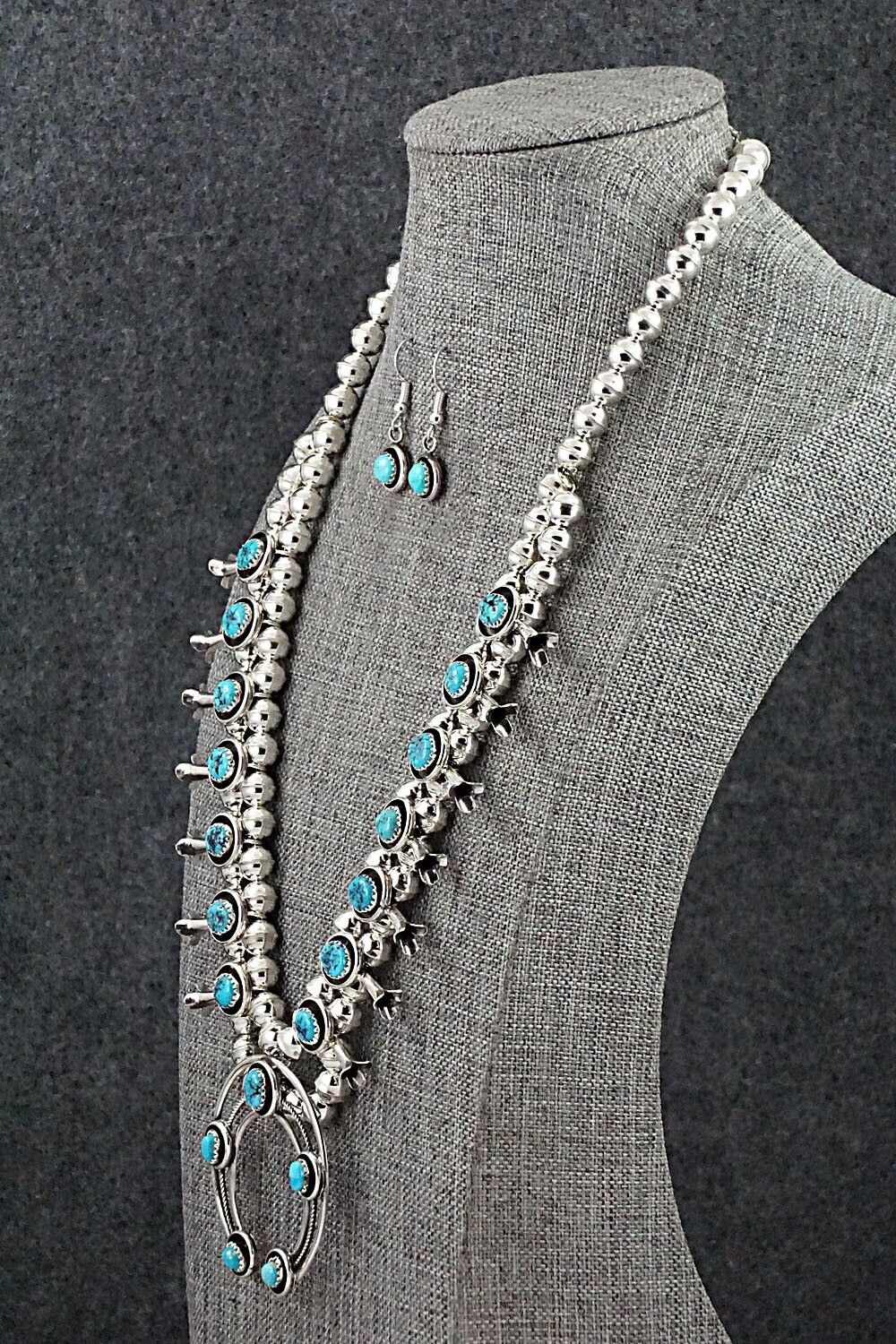 Turquoise & Sterling Silver Squash Blossom Set - Phil Garcia
