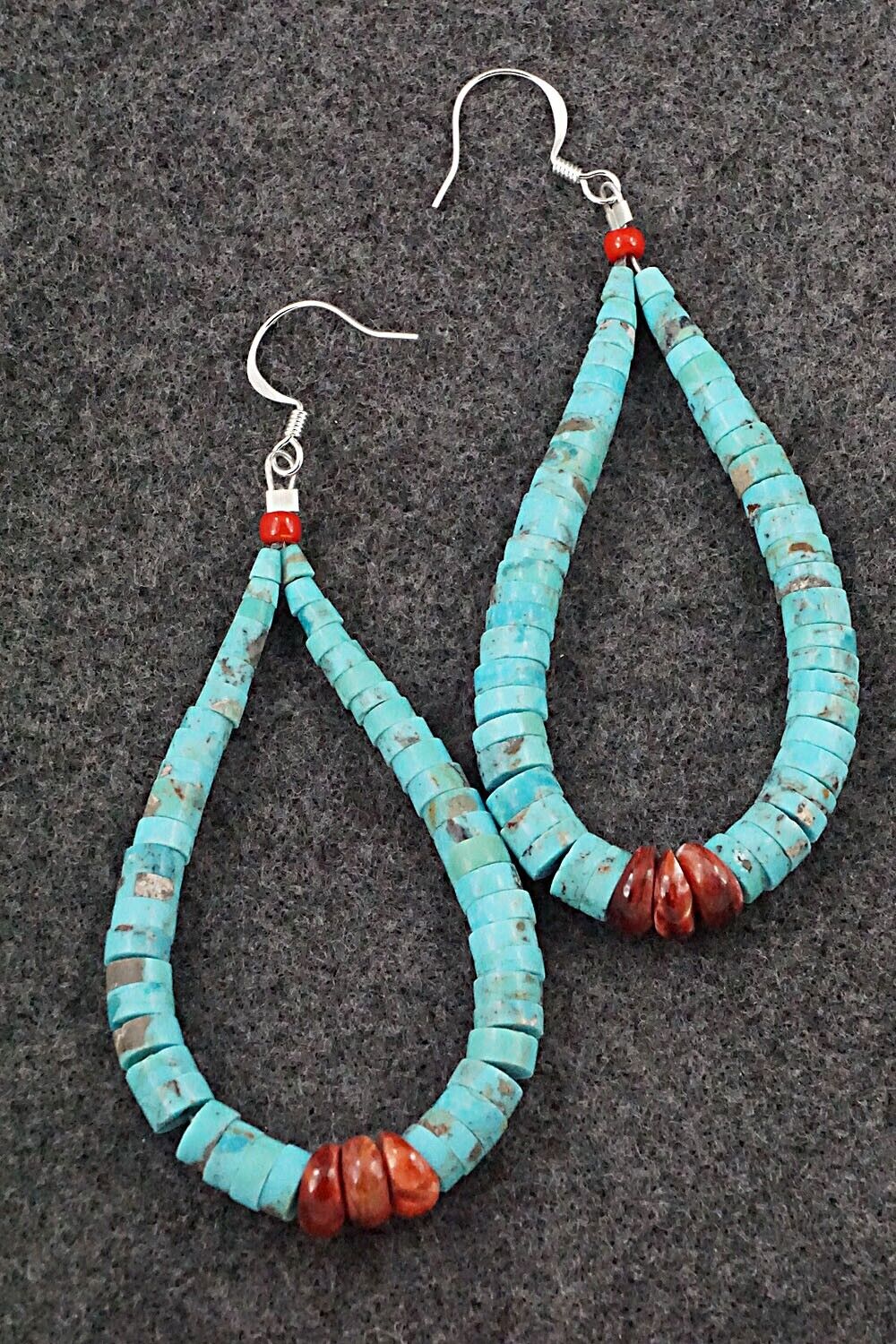 Spiny Oyster, Turquoise & Sterling Silver Earrings - Lupe Lovato