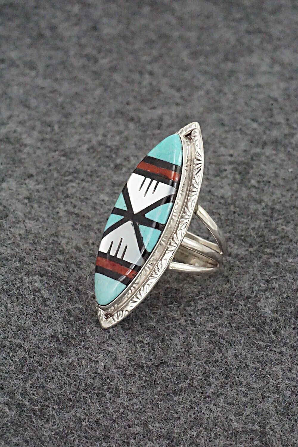 Multi-Stone & Sterling Silver Ring - Gladys Lamy - Size 7