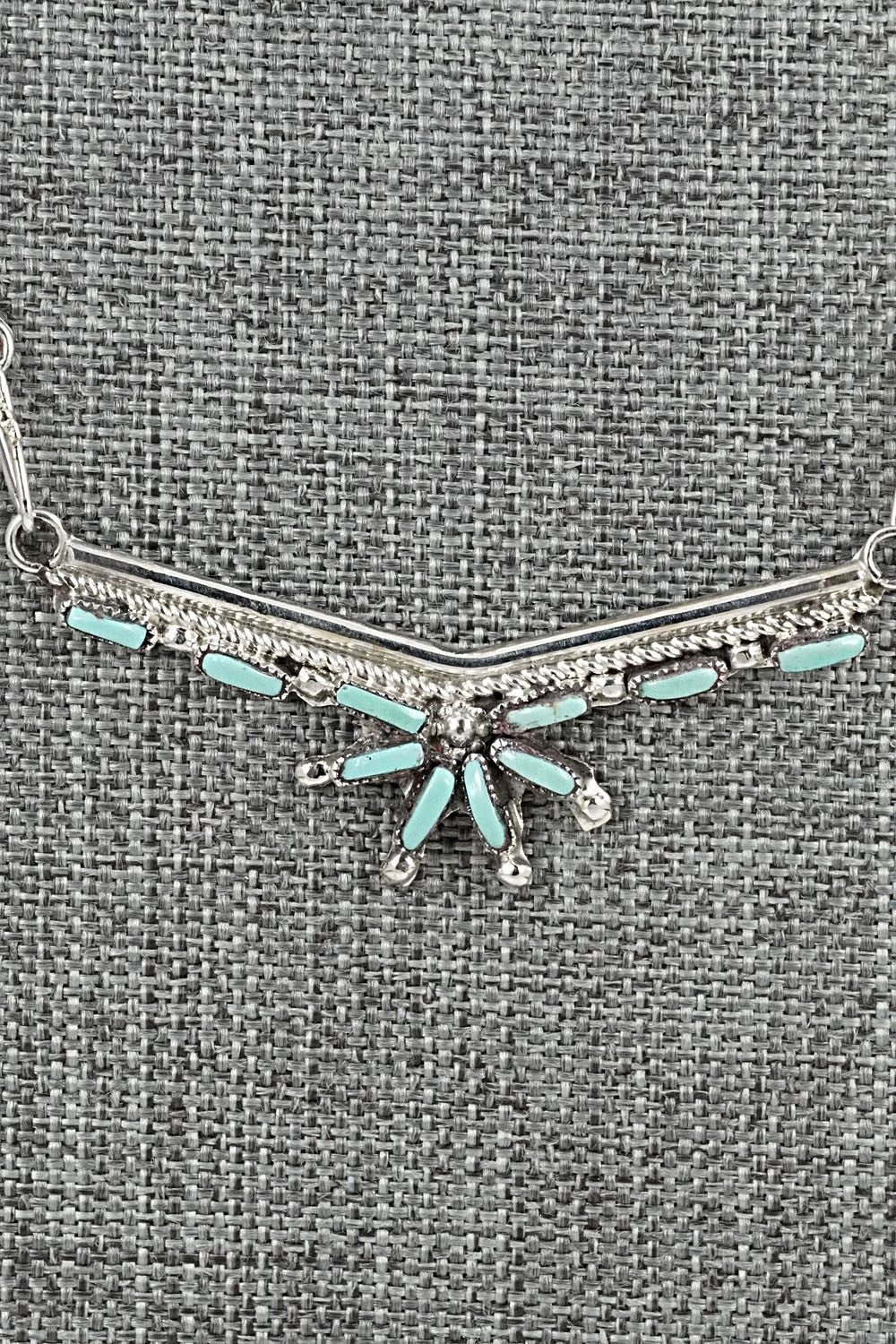 Turquoise & Sterling Silver Necklace and Earrings Set - Veronica Yawakia