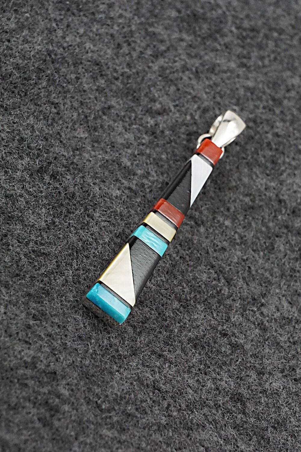 Multi Stone & Sterling Silver Pendant - Madarrel Kallestewa