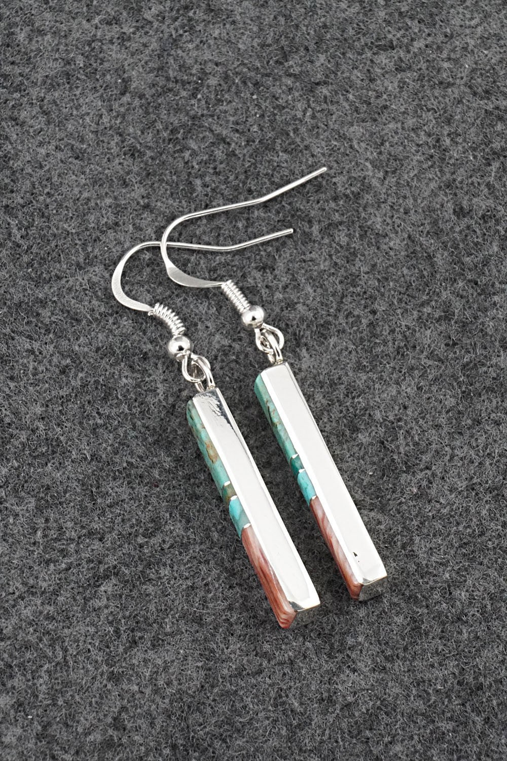 Turquoise, Spiny Oyster & Sterling Silver Earrings - Marilyn Yazzie