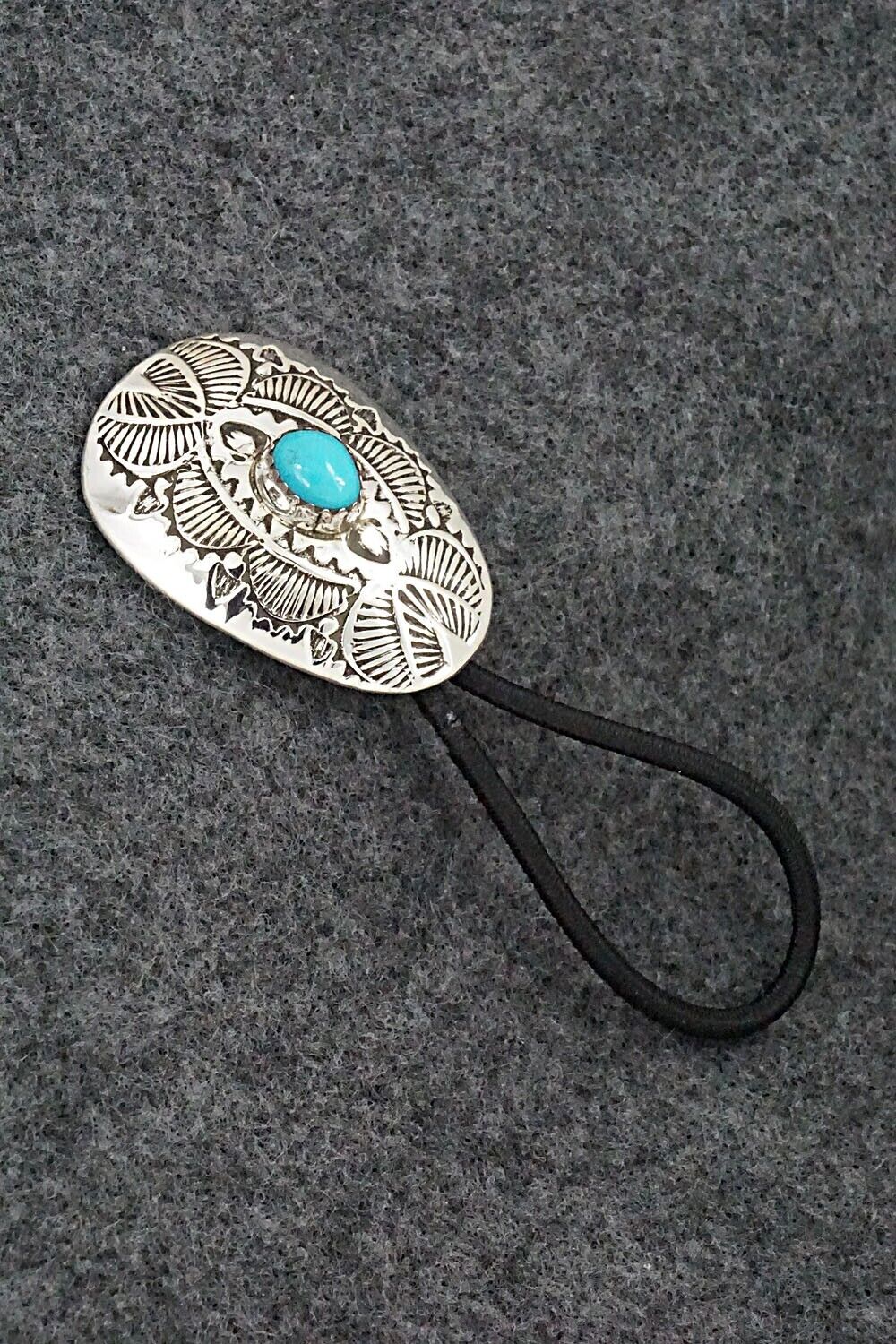 Turquoise & Sterling Silver Hair Tie - Shirley Skeets