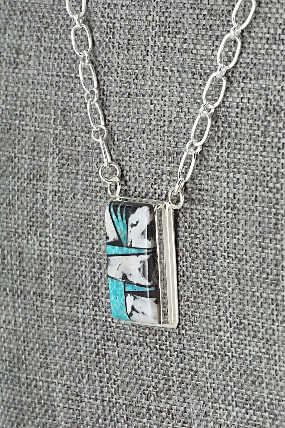 White Buffalo, Turquoise & Sterling Silver Necklace - Michelle Willie