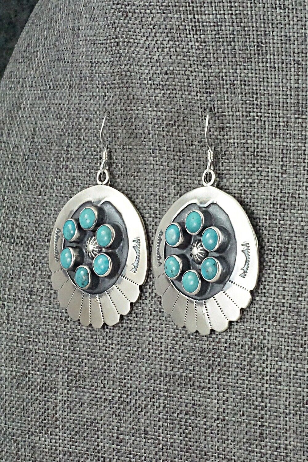 Turquoise & Sterling Silver Earrings - Kenny Lonjose