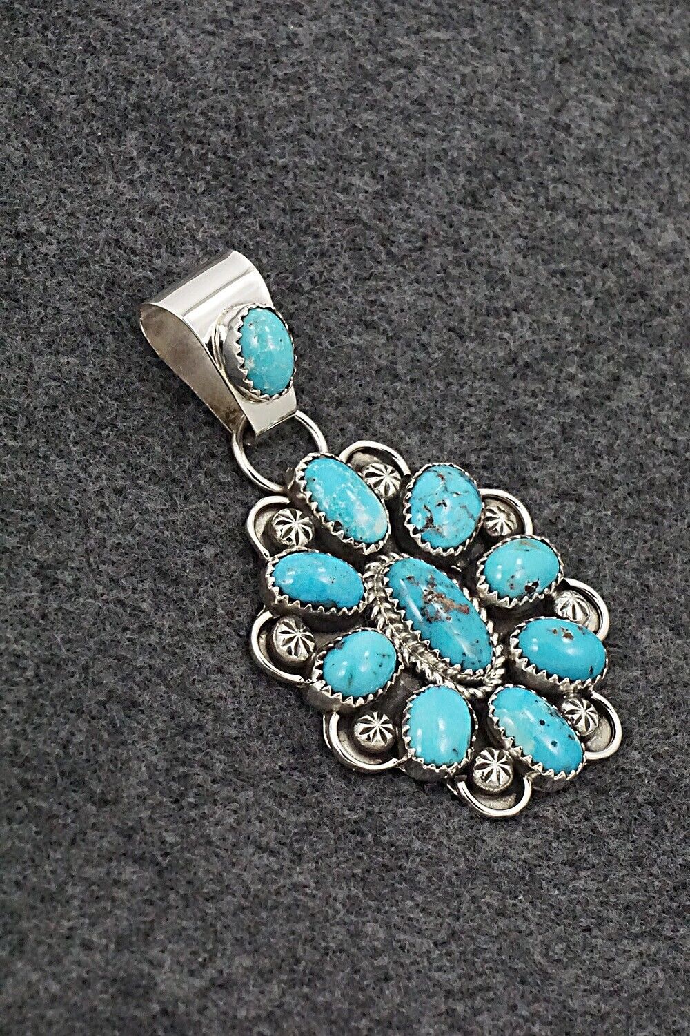 Turquoise & Sterling Silver Pendant - Eunise Wilson