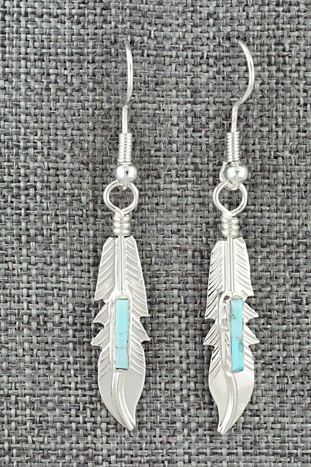 Turquoise & Sterling Silver Inlay Earrings - Allen Barney