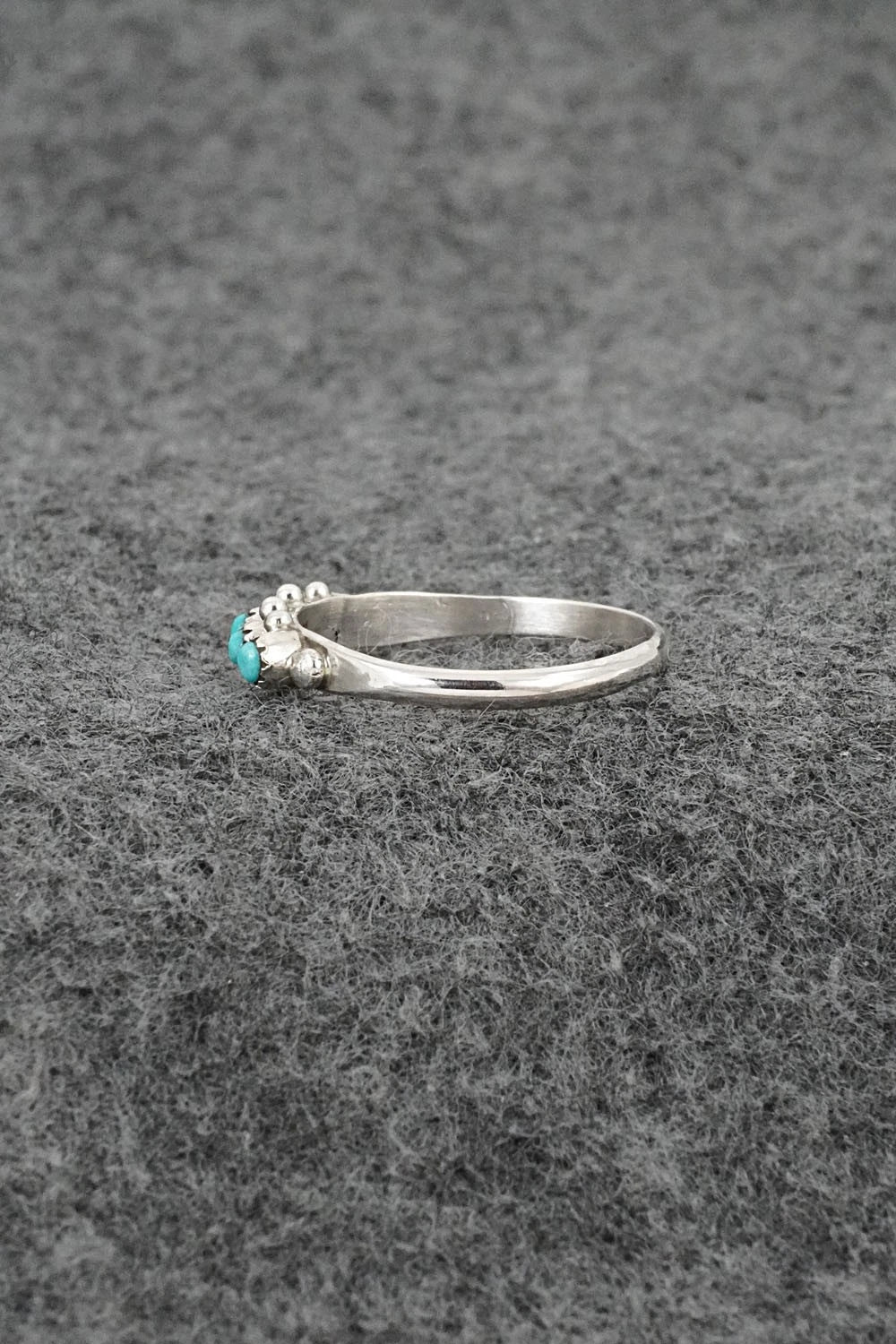 Turquoise & Sterling Silver Ring - April Haloo - Size 8.5