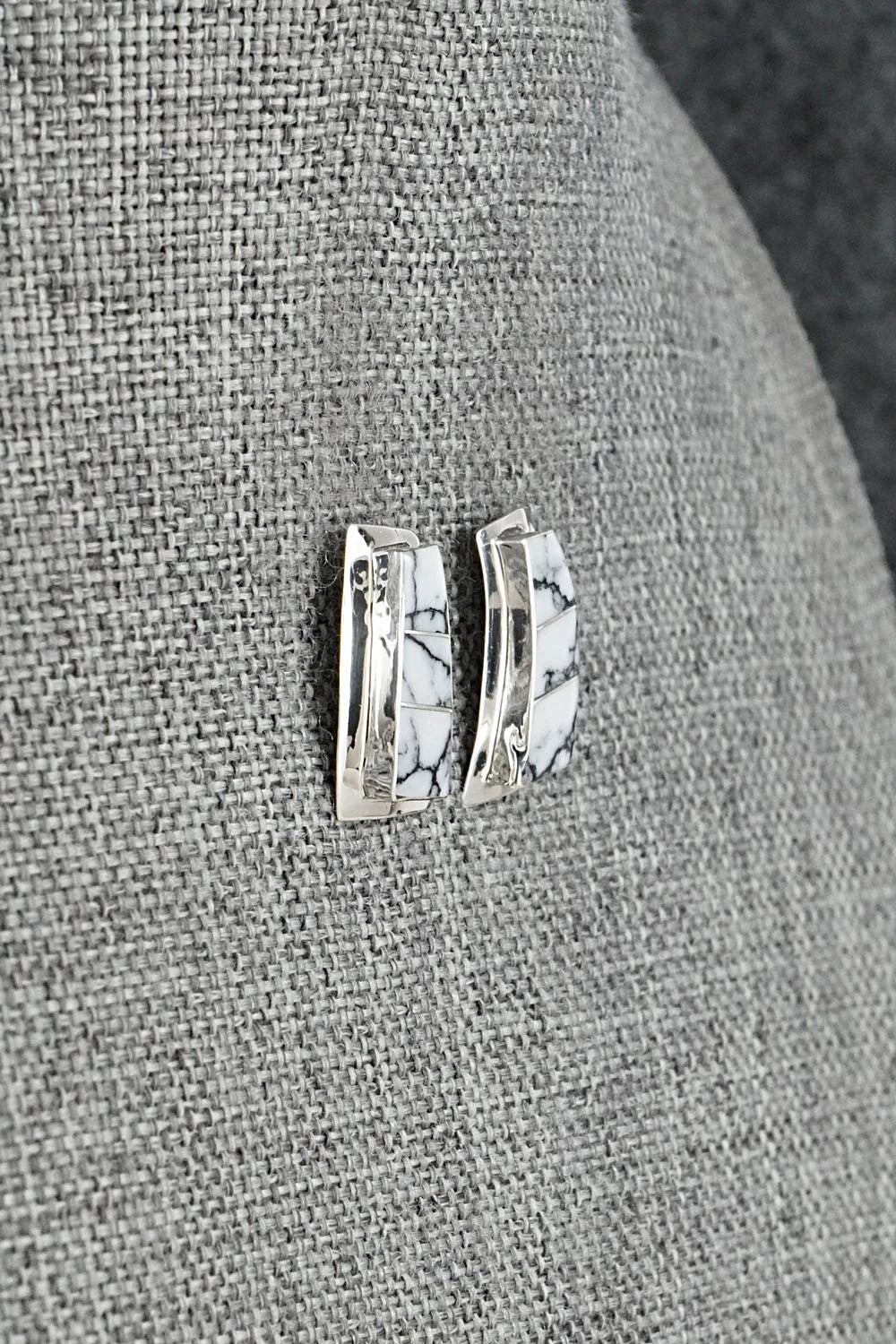 White Buffalo & Sterling Silver Earrings - Nathaniel Johnson