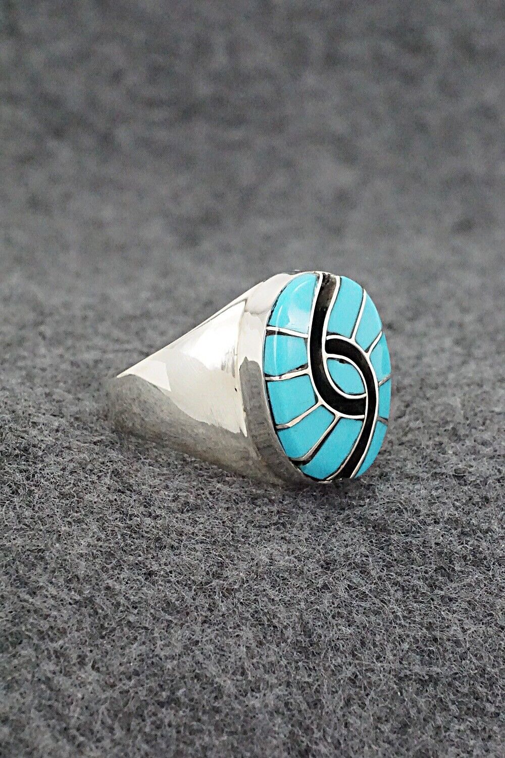 Turquoise & Sterling Silver Inlay Ring - Amy Wesley - Size 9