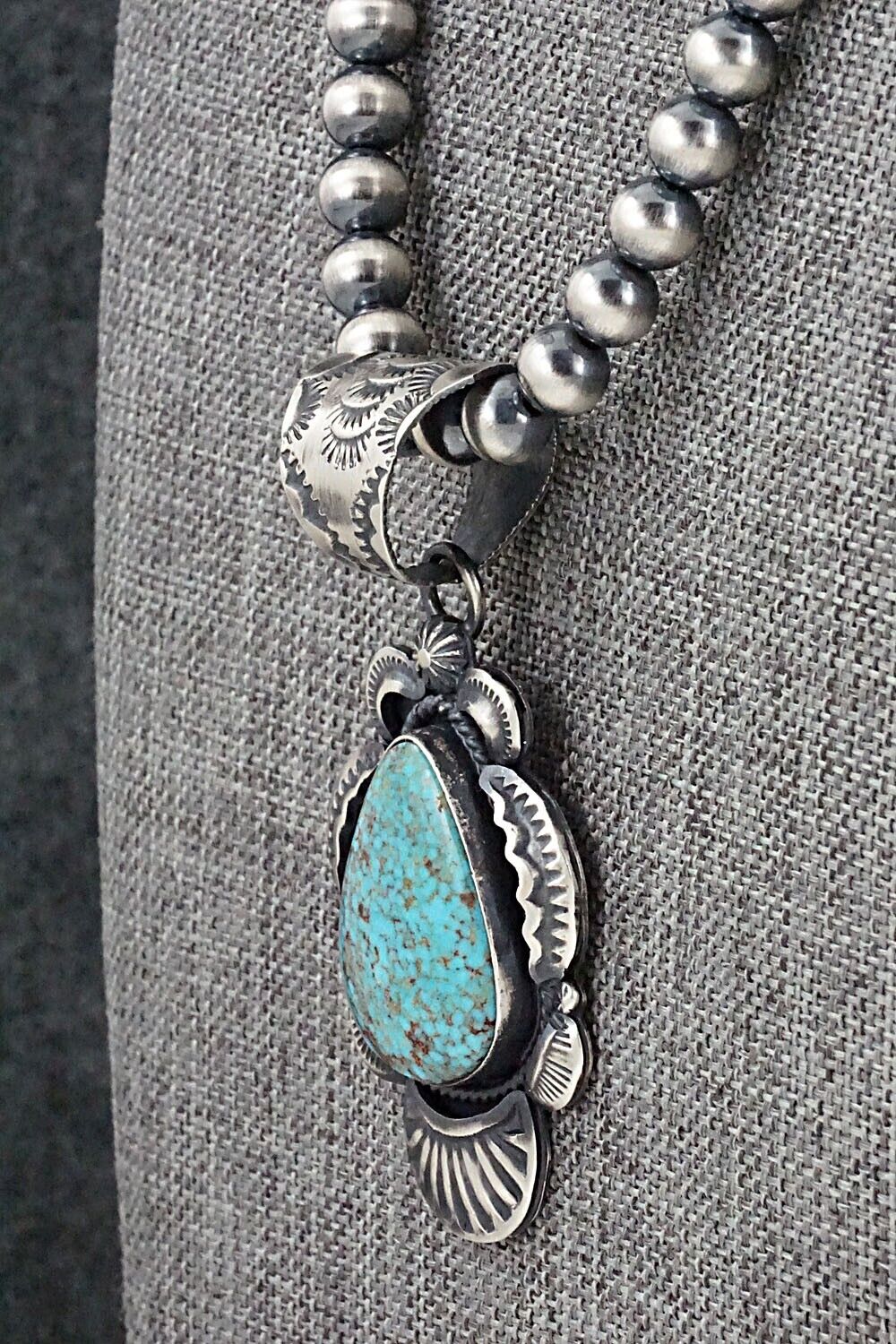 Turquoise & Sterling Silver Necklace - Gilbert Tom