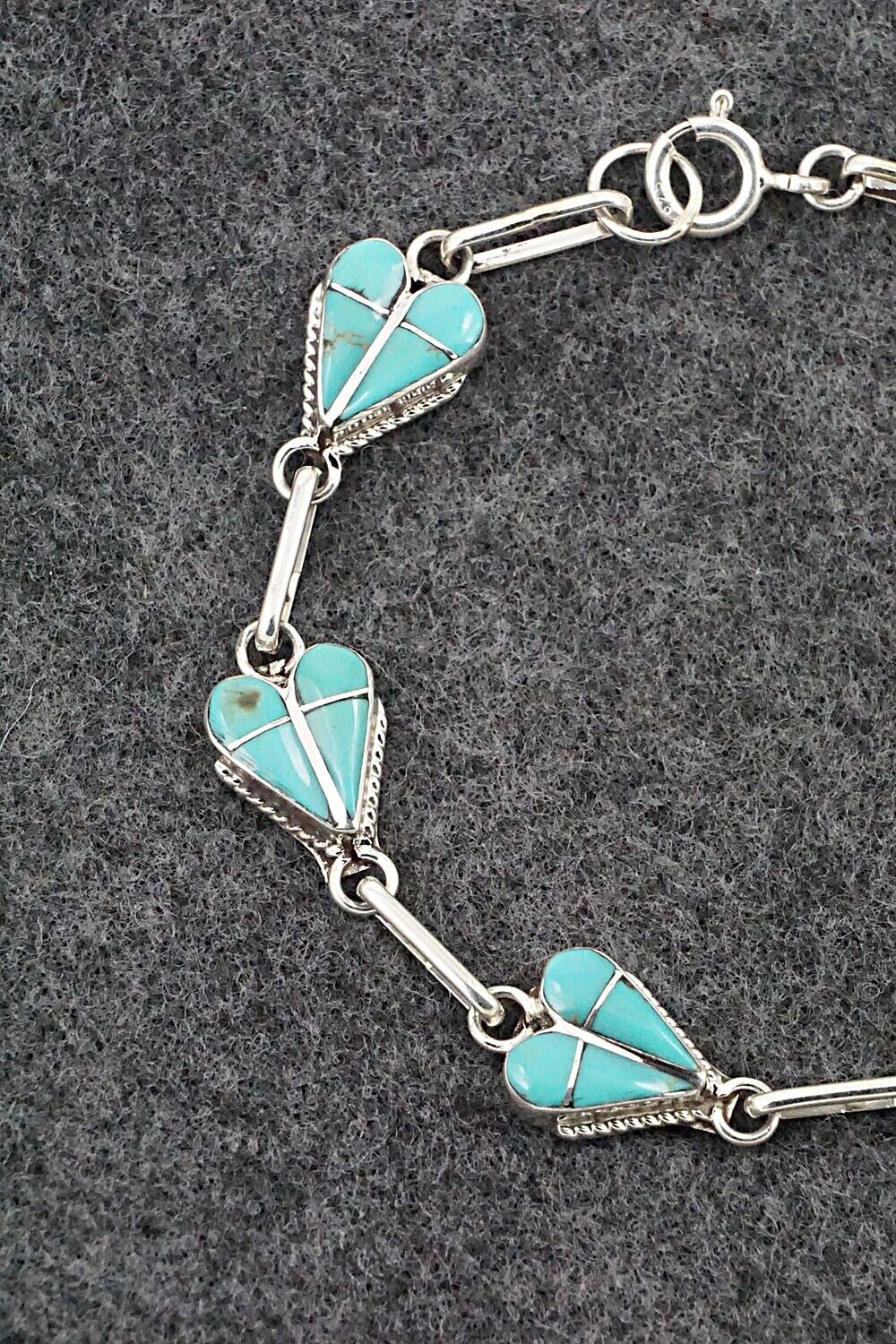 Turquoise & Sterling Silver Link Bracelet - Velda Nastacio