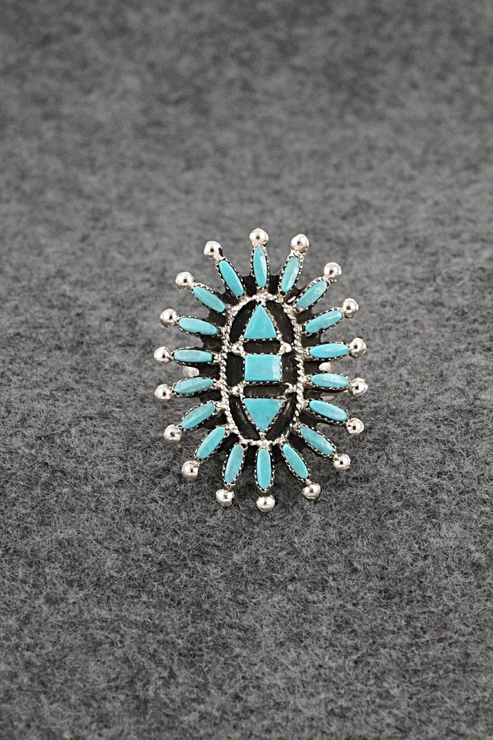 Turquoise & Sterling Silver Ring - Evonne Hustito - Size 9.5