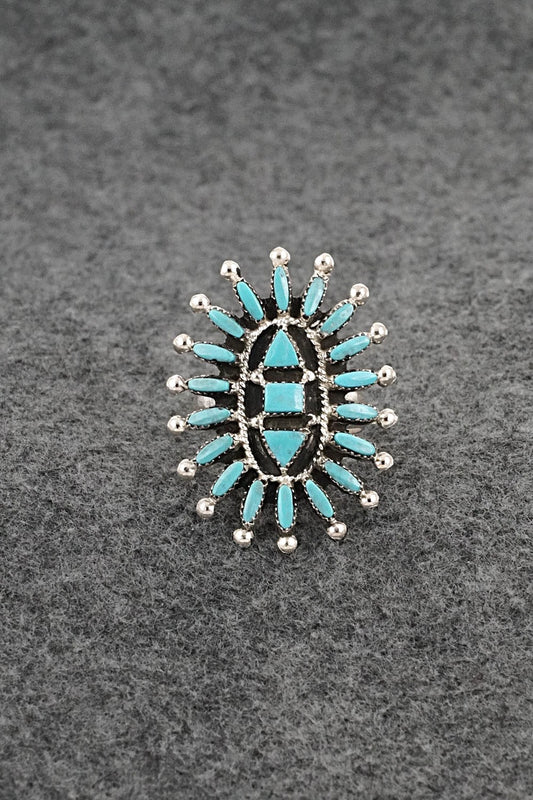 Turquoise & Sterling Silver Ring - Evonne Hustito - Size 9.5