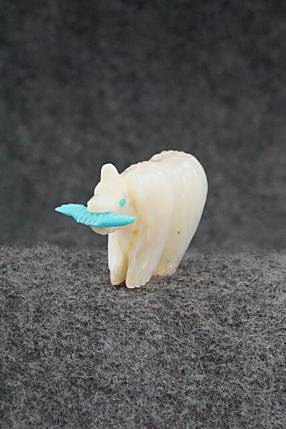 Bear with Fish Zuni Fetish Carving - Andres Quandelacy