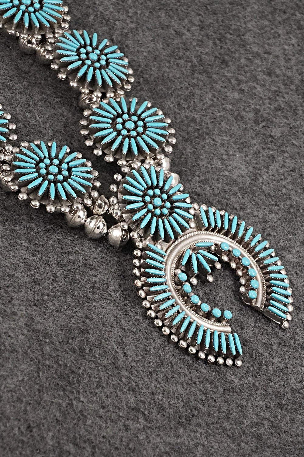 Turquoise & Sterling Silver Squash Blossom Set - Sibert Bowannie