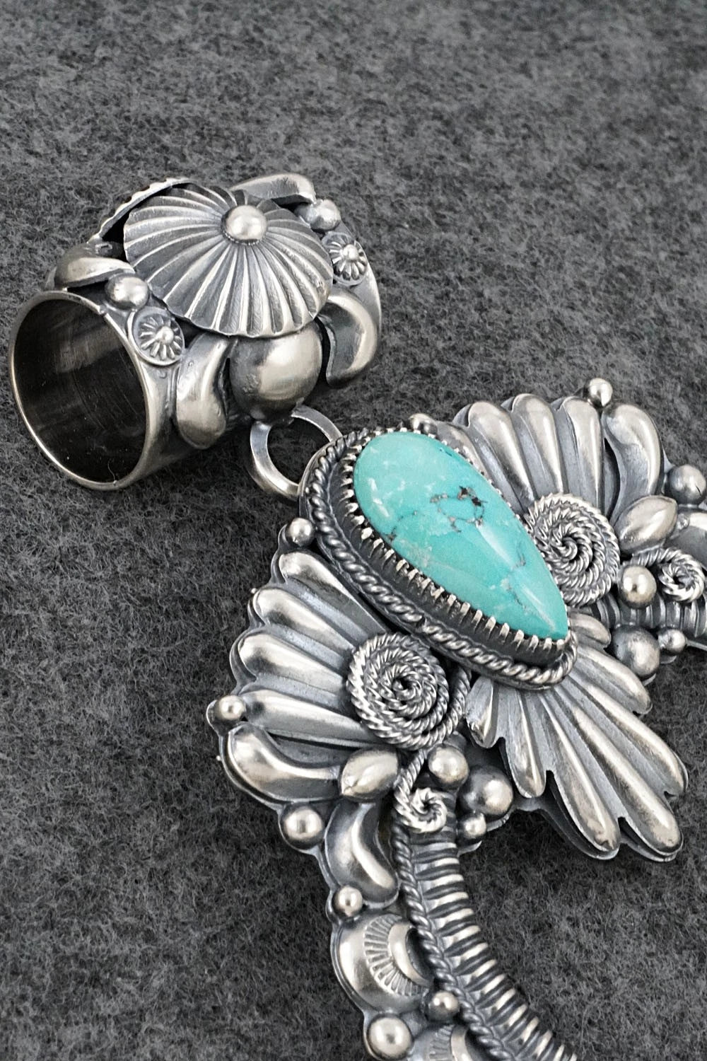 Turquoise & Sterling Silver Naja Pendant - Delbert Gordon
