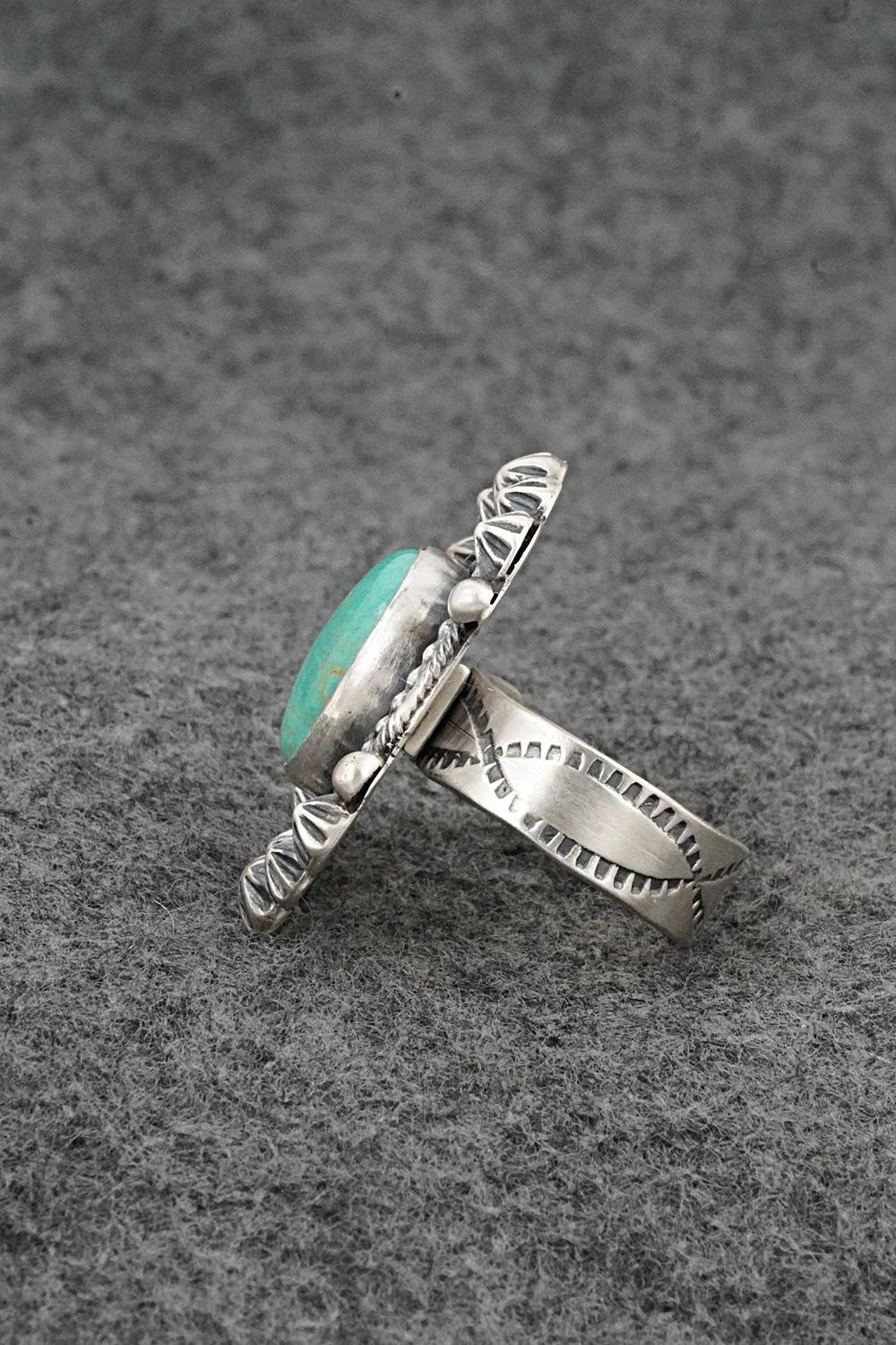 Turquoise & Sterling Silver Ring - Cordell Platero - Size Adjustable