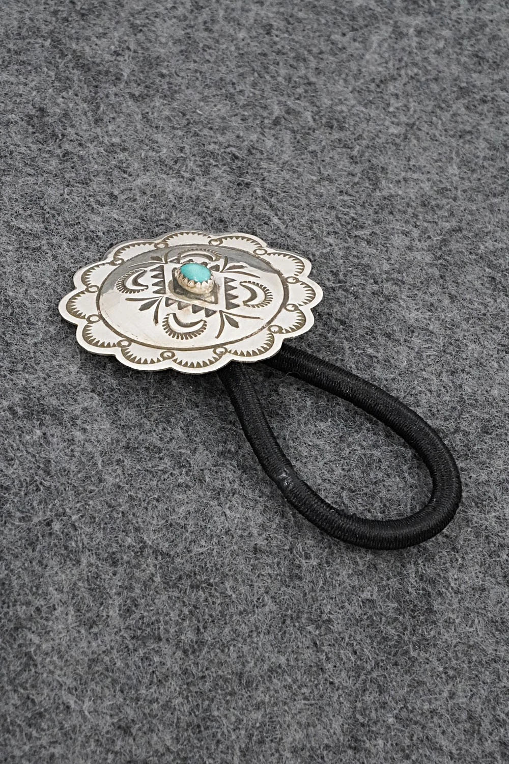 Turquoise & Sterling Silver Hair Tie - Bertha Begay