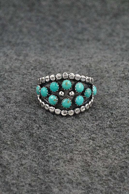 Turquoise & Sterling Silver Ring - Kenny Lonjose - Size 8.5
