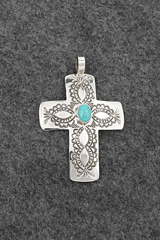 Turquoise & Sterling Silver Pendant - Arnold Blackgoat
