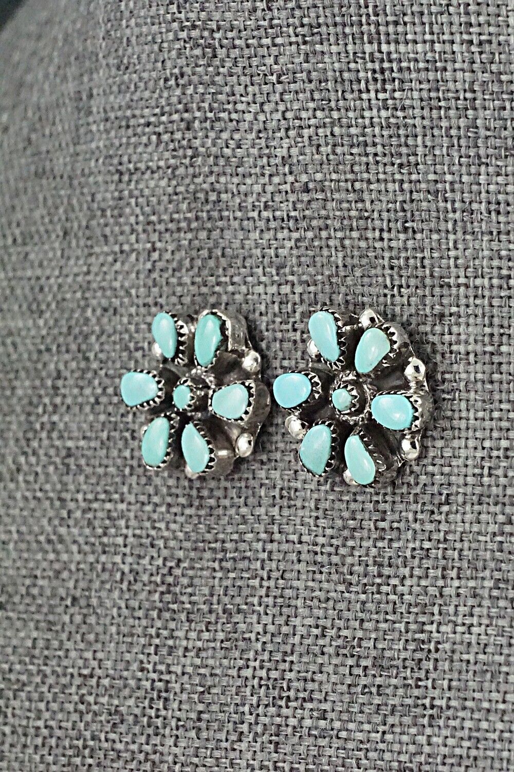 Turquoise & Sterling Silver Earrings - Lorencita Walela