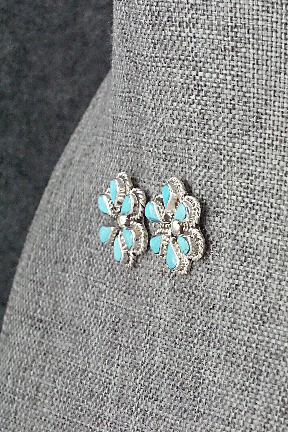 Turquoise & Sterling Silver Earrings - Carol Lateyice