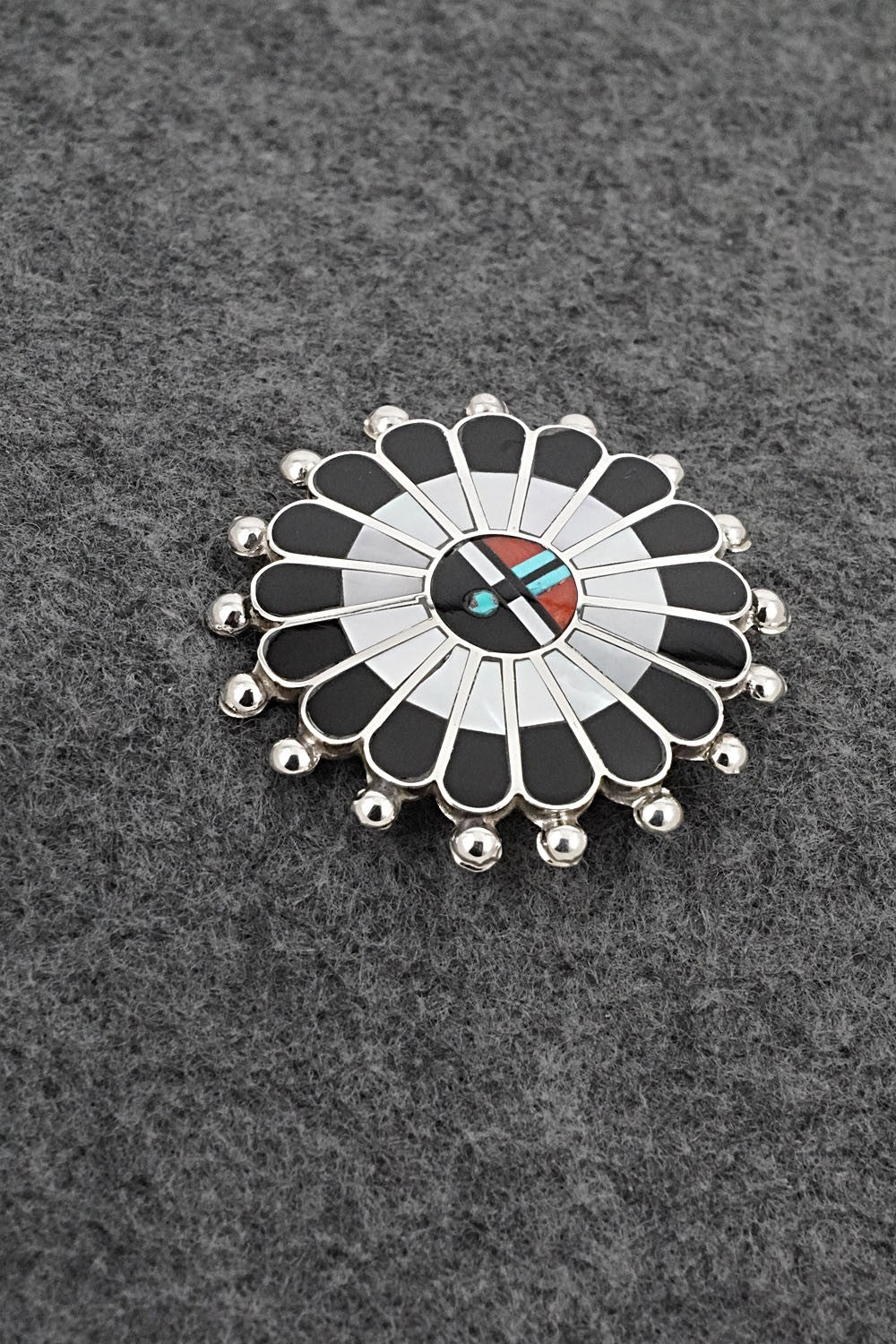 Multi-Stone & Sterling Silver Inlay Pendant/Pin - April Unkestine