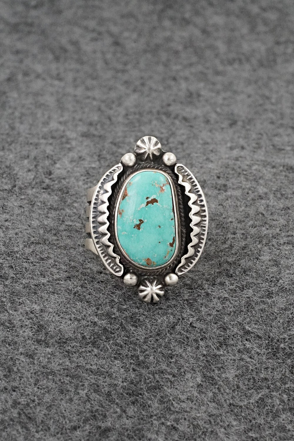 Turquoise & Sterling Silver Ring - Randy Billy - Size 8.5