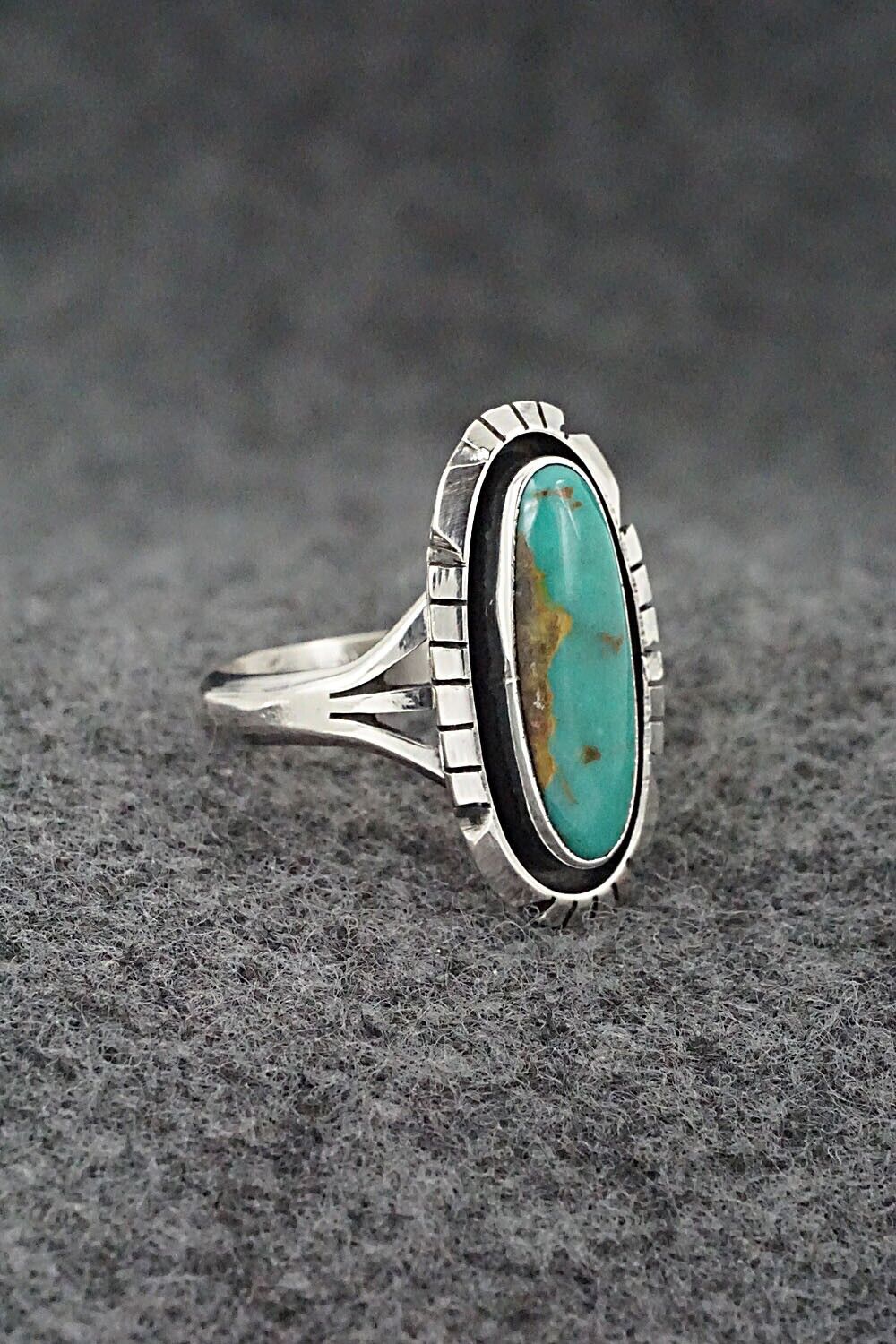 Turquoise & Sterling Silver Ring - Amos Begay - Size 7.25