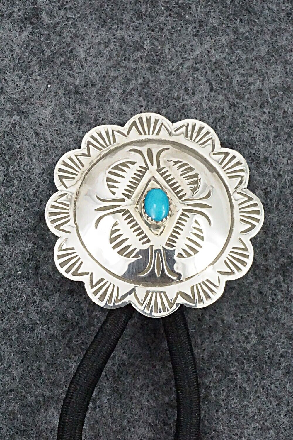 Turquoise & Sterling Silver Hair Tie - Bertha Begay