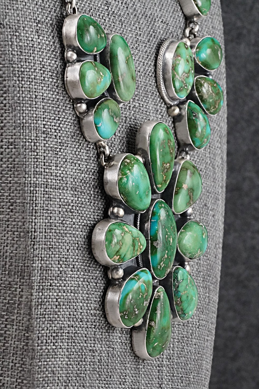 Turquoise & Sterling Silver Necklace and Earrings Set - Darrin Livingston