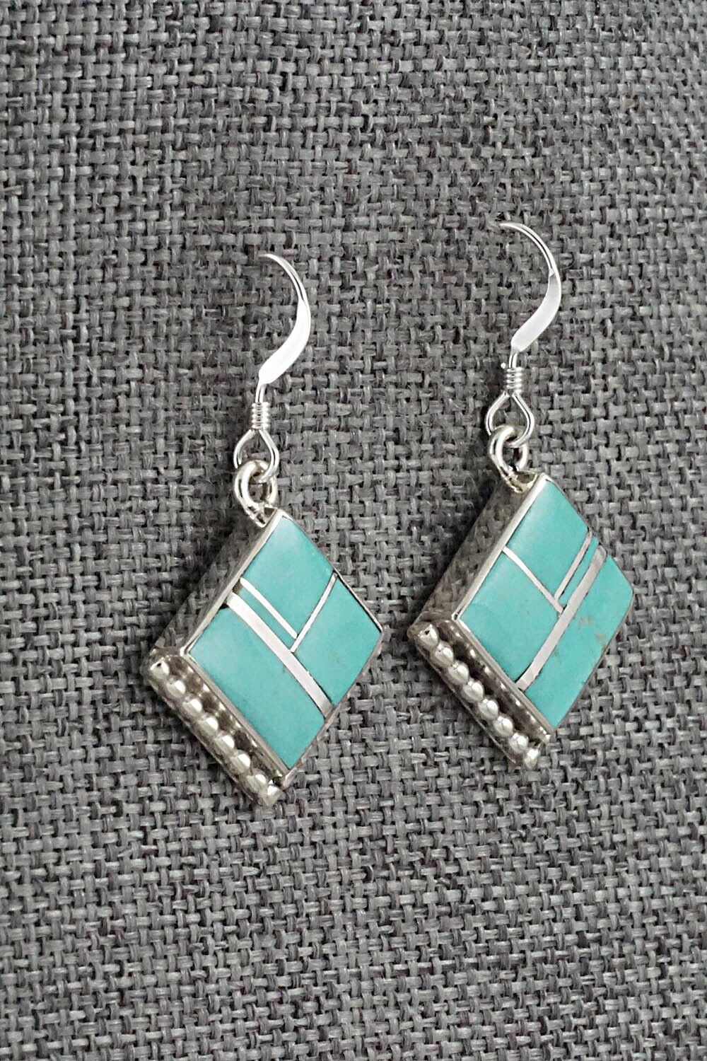 Turquoise & Sterling Silver Inlay Earrings - James Manygoats