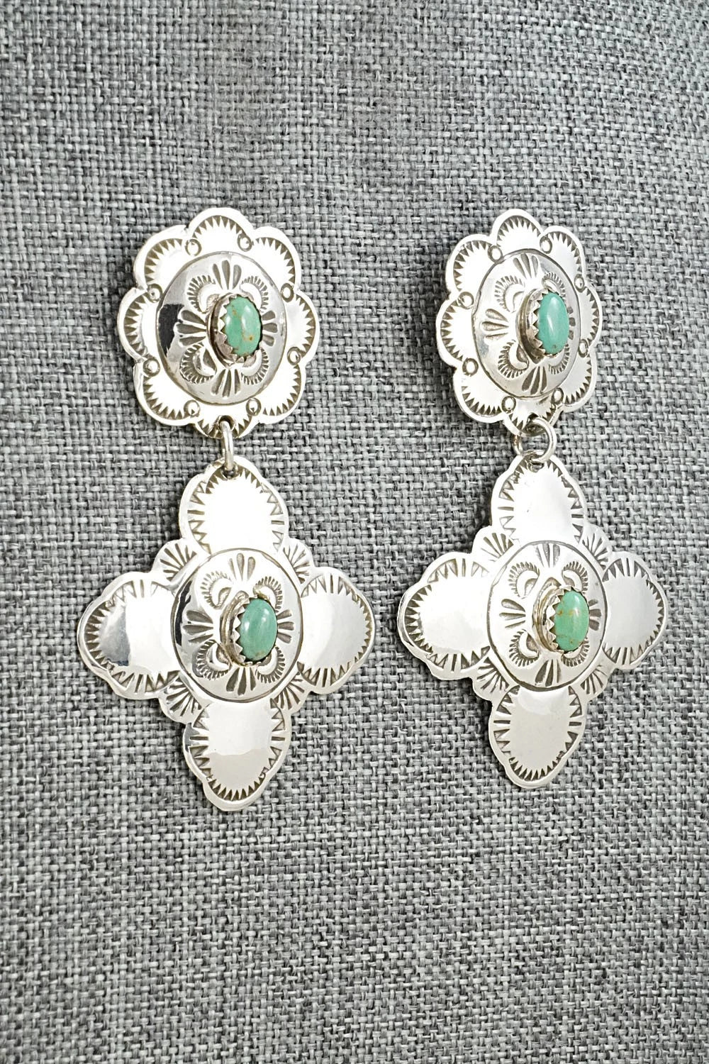 Turquoise & Sterling Silver Earrings - Bertha Begay