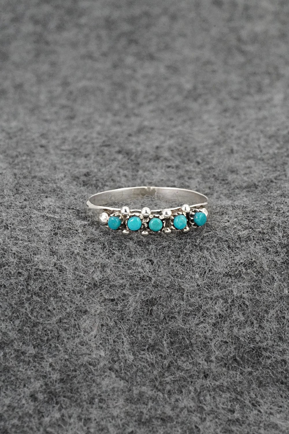 Turquoise & Sterling Silver Ring - April Haloo - Size 8.5