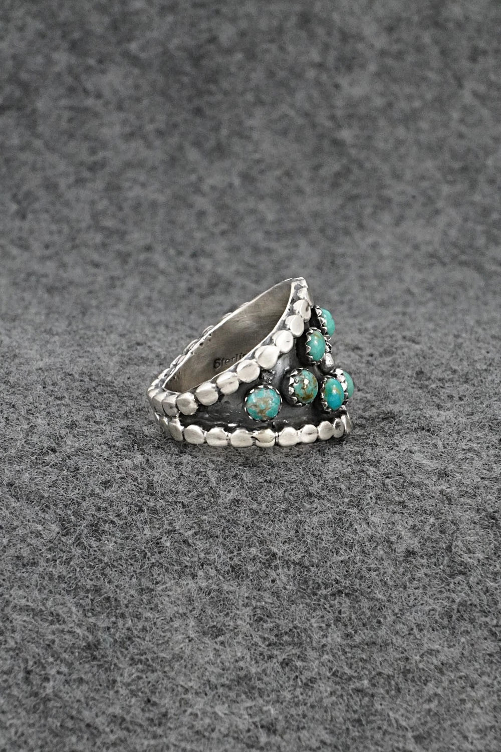 Turquoise & Sterling Silver Ring - Harry B. Yazzie - Size 6.5