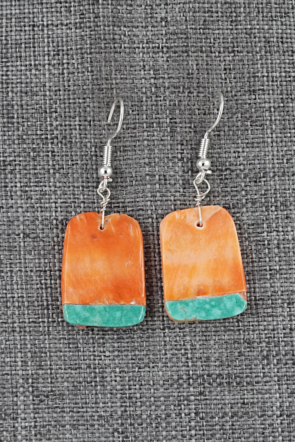 Spiny Oyster, Turquoise & Sterling Silver Earrings - Louise Pete