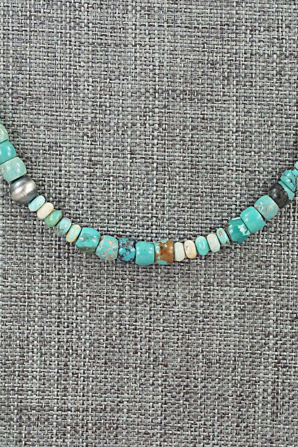 Turquoise & Sterling Silver Necklace 18" - Doreen Jake