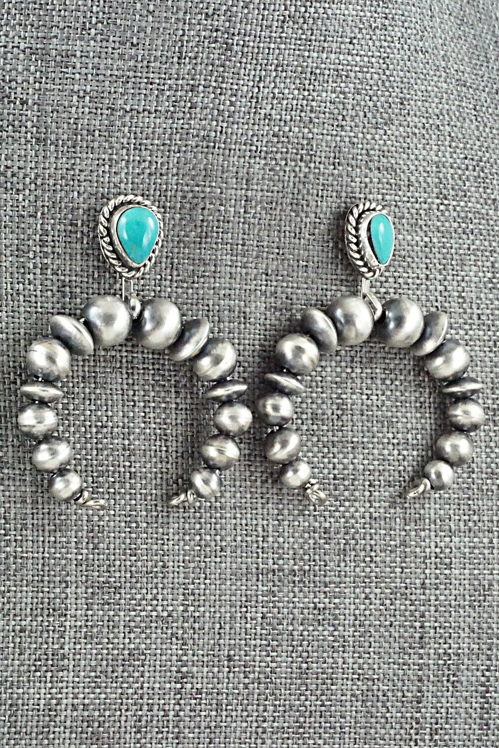 Turquoise & Sterling Silver Navajo Pearl Earrings - Amanda Larry