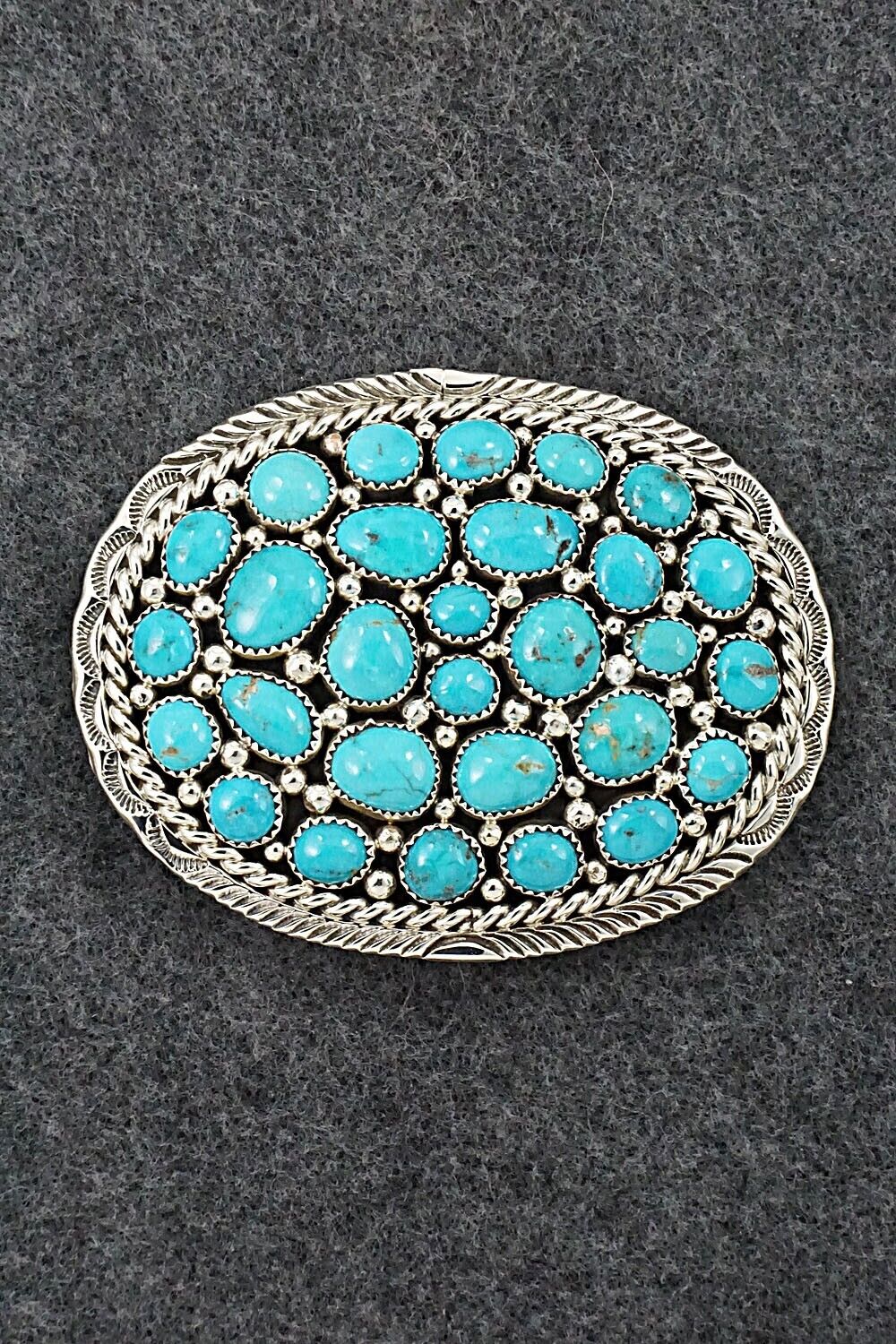 Turquoise & Sterling Silver Belt Buckle - Marlene Haley