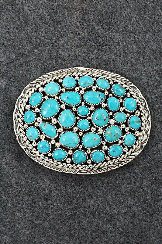 Turquoise & Sterling Silver Belt Buckle - Marlene Haley