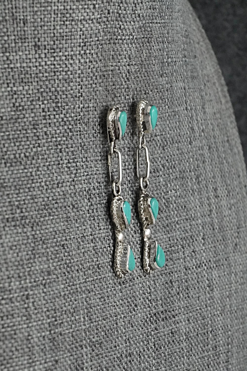 Turquoise & Sterling Silver Earrings - Carol Lateyice