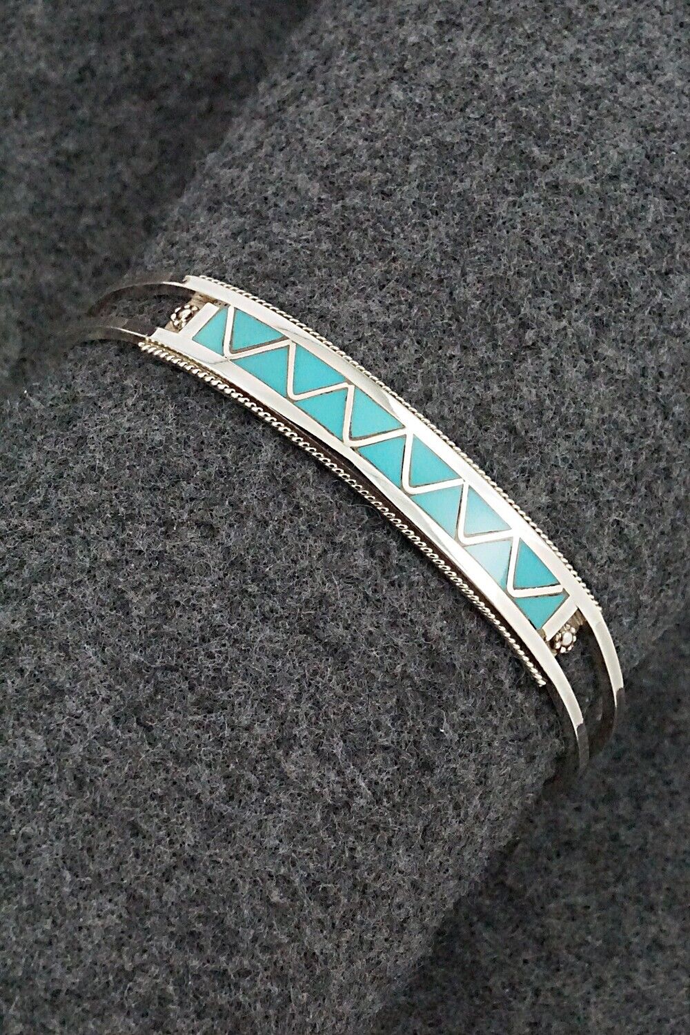 Turquoise & Sterling Silver Inlay Bracelet - Claudine Haloo