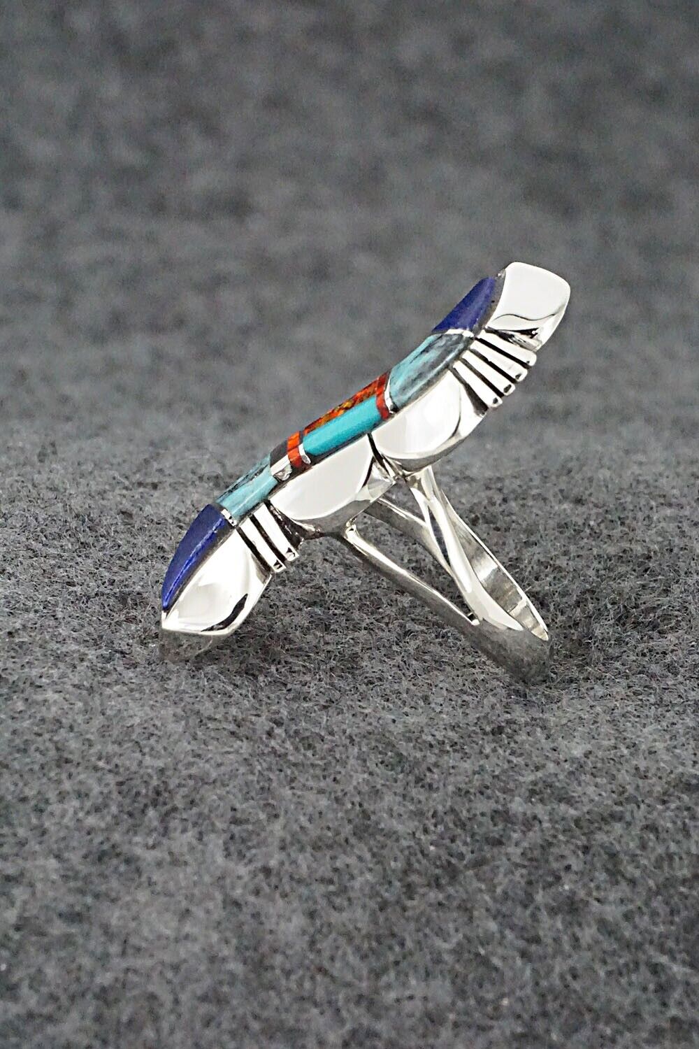 Multi-Stone & Sterling Silver Inlay Ring - James Manygoats - Size 5.5