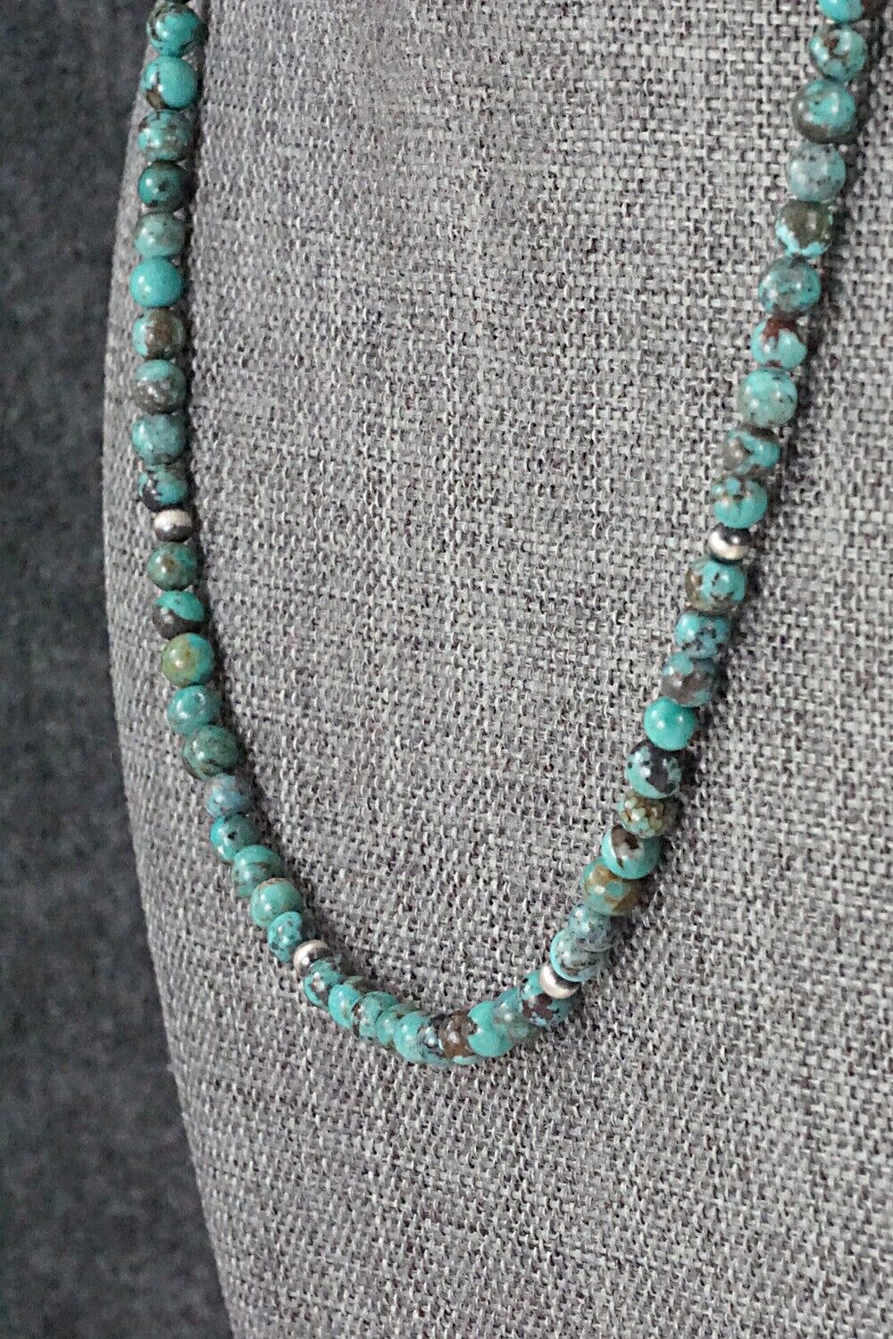 Turquoise & Sterling Silver Necklace 18" - Doreen Jake